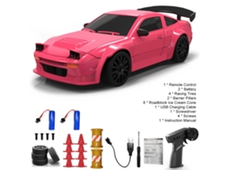 Mali carrinho de Controle Remoto 2.4ghz 4wd com Luzes Led, Pneus de Corrida e 2 Baterias Recarregáveis, Brinquedo para Crianças