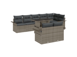 Conjunto 9 Conjunto De Sofá De Jardim Vidaxl Cinzento Vime Pe (297,5 X 132,5 X 85 Cm)