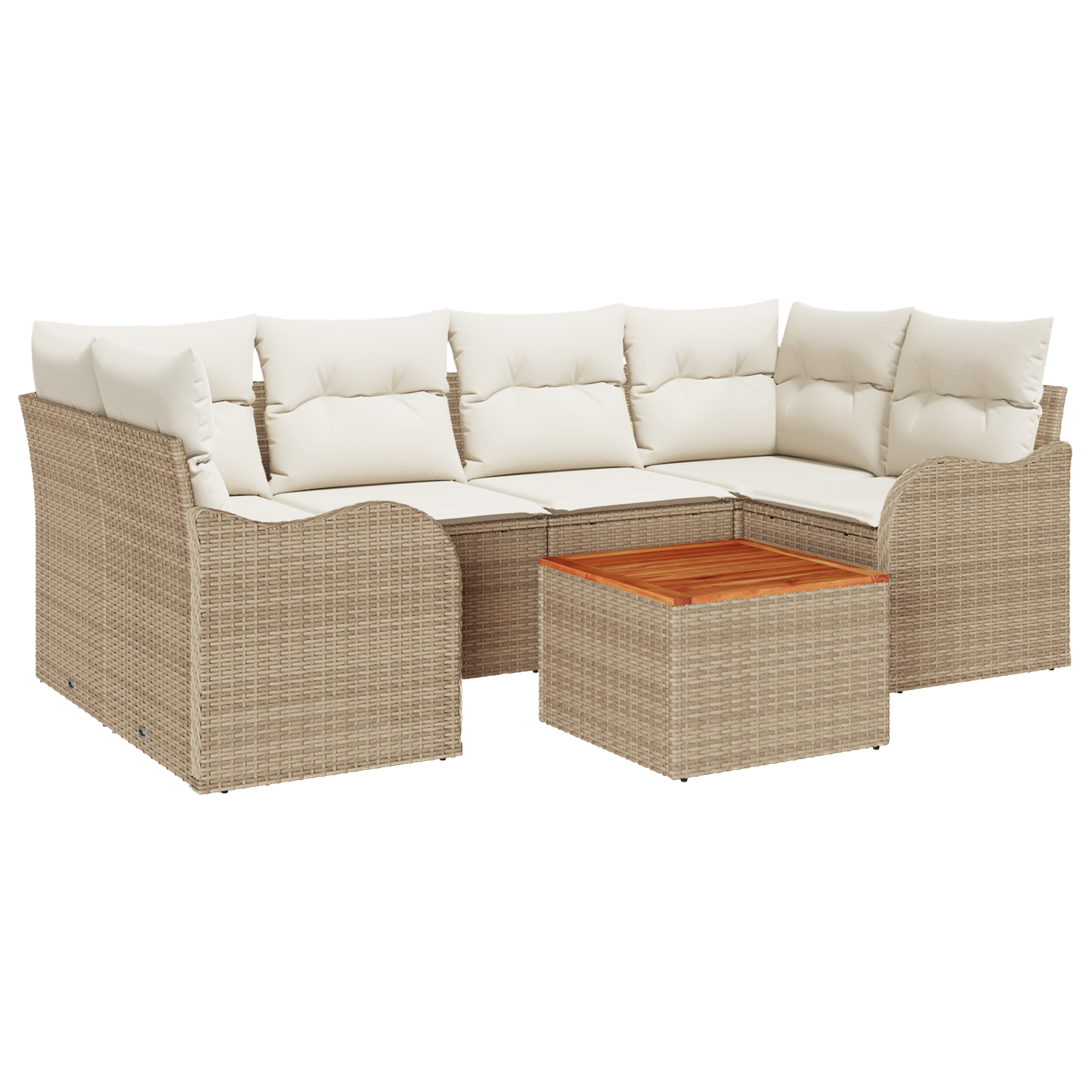 Conjunto 7 Conjunto De Sofá Modular Vidaxl Bege Vime Pe (234 X 122.5 X 69 Cm)