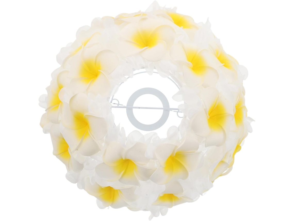 Luminária de Mesa em Tecido com Estampa de Flor de Frangipani Branca em 3d, Compatível com Soquete E27, Design Floral Delicado. SFUSHOS