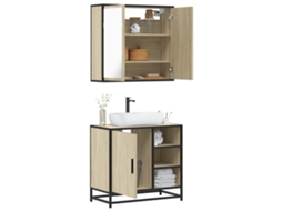 Vidaxl 2 Pcs Conj. Móveis Casa Banho Derivados Madeira Carvalho Sonoma