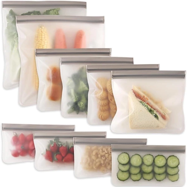 Conjunto De Sacos Reutilizáveis De Peva Para Armazenamento De Alimentos, Herméticos Com Fecho Ziplock Para Congelador, Sanduíches E Lanches