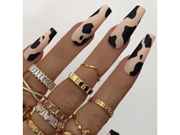 1 Peça de Tips para Unhas Modelo W045 em Acabamento Fosco com Estampa de Leopardo Geléia Incluída