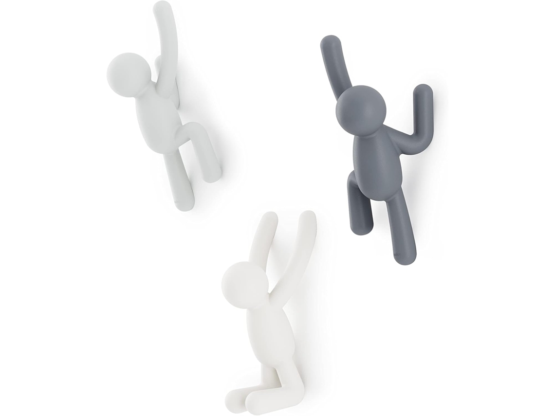 Ganchos Buddy Cabide De Parede Decorativo, Conjunto De 3, Cinza Variado