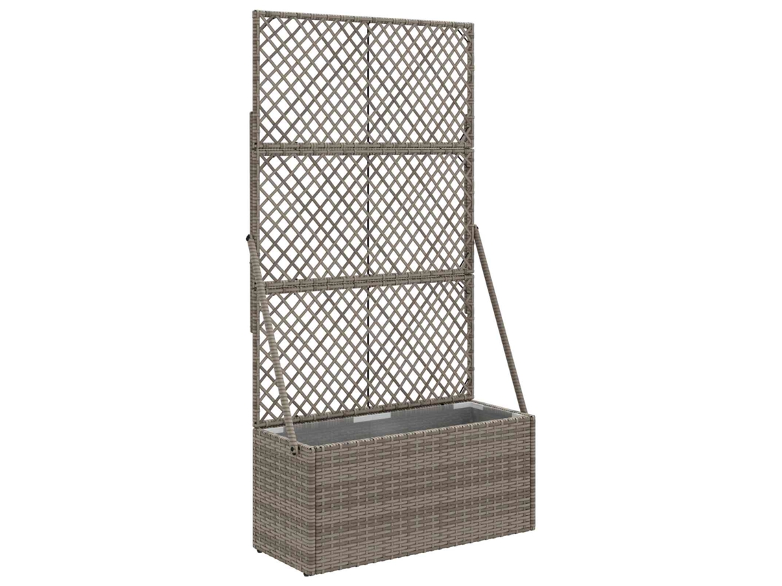 Vidaxl Jardineira Com Treliça Cinzento 70 X 30 X 135 Cm Vime Pe
