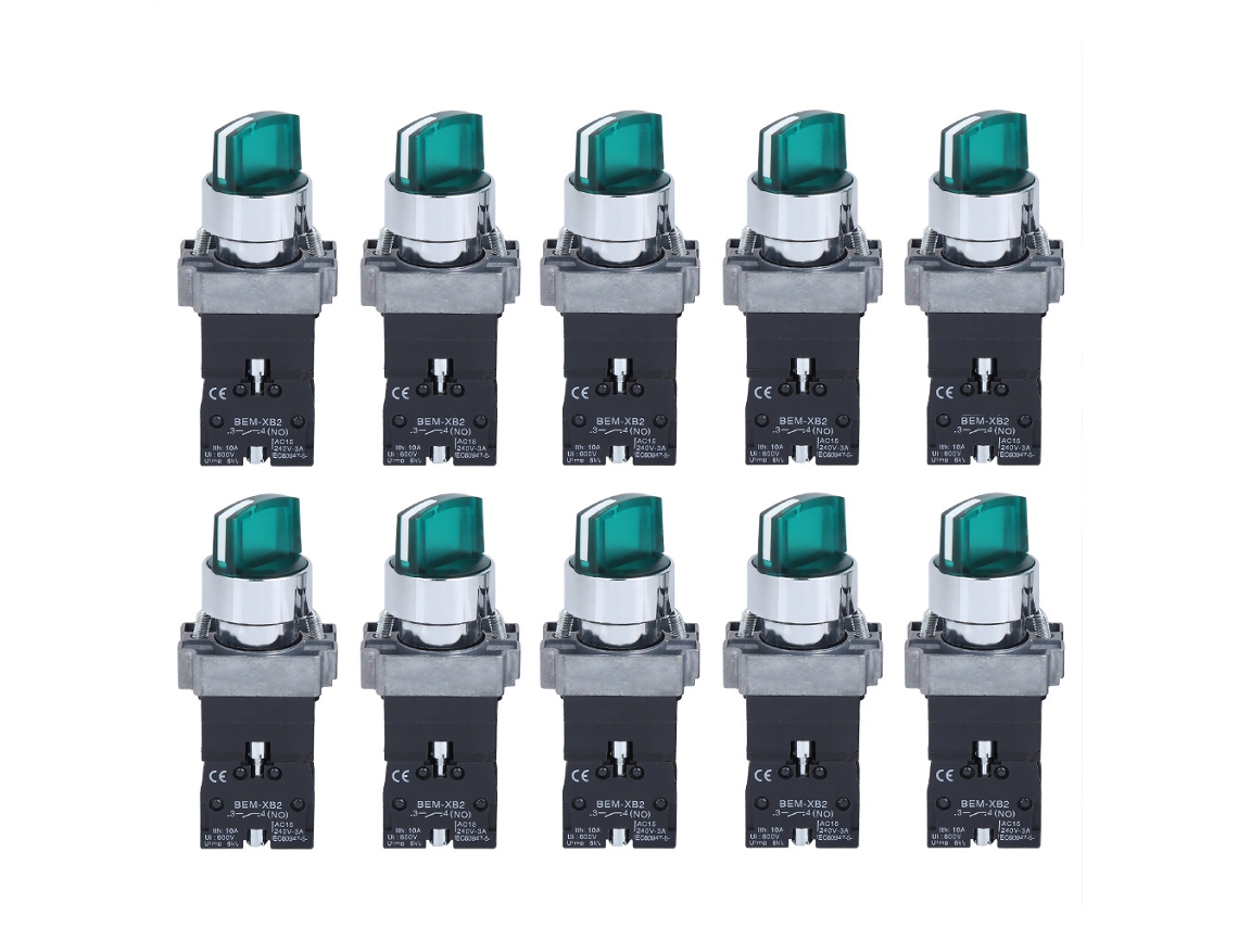 Veloriskku-10 Peças De Interruptores De Botão Berm Normalmente Fechados Knob Switch Ac220v/ac24v Bem-xb2-20xd/3124v