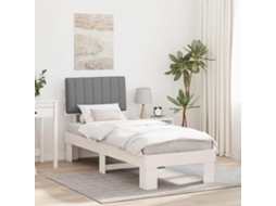Vidaxl Estrutura de Cama com Cabeceira Estofada Cinzento claro