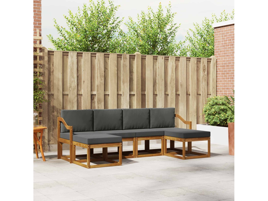 Vidaxl Conjunto De Sofás Para Exterior 6 Unid. Natural E Antracite