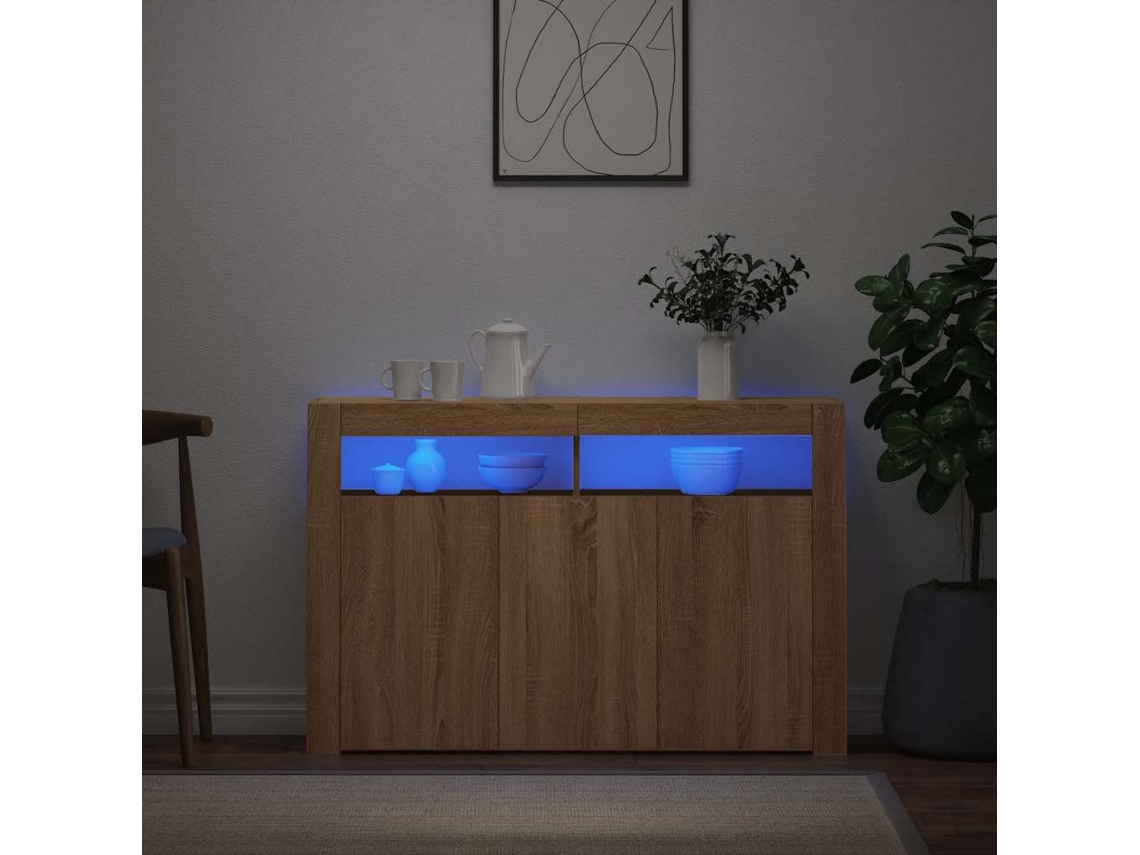 Vidaxl Aparador Com Luzes Led 115,5x30x75 Cm Carvalho Sonoma