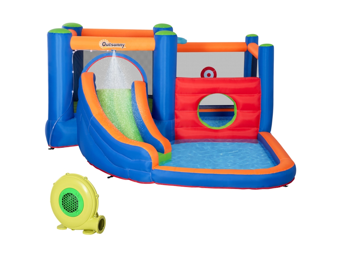 Castelo Insuflável com Babados, Piscina e Bomba (até 3 Crianças, 380x340x170 Cm)
