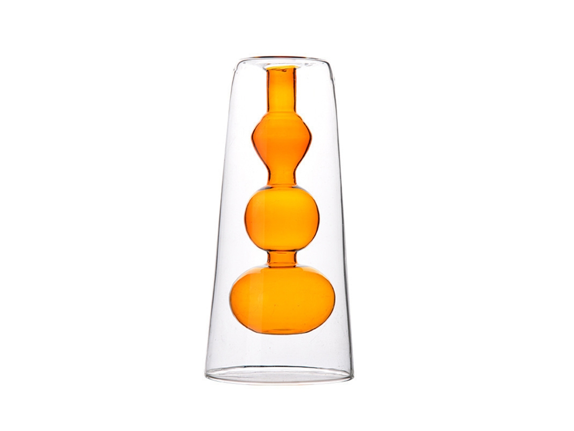 Vaso Decorativo De Vidro Colorido Amarelo Duas Camadas Grande