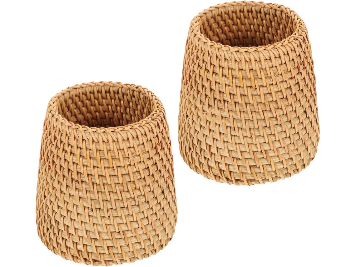Organizador de Canetas Mesa Stobaza em Rattan Natural Artesanal , Resistente e Versátil, Ideal para G (2 Peças)