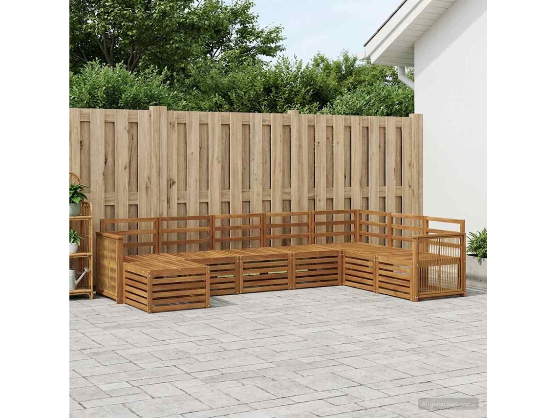 Vidaxl Conjunto De Sofás Para Exterior 6 Pcs Natural