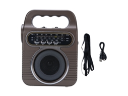 Aetheria rádio Portátil Retro Fm Am Sw com Bluetooth, Alto falante e Lanterna Bateria Operada Marrom