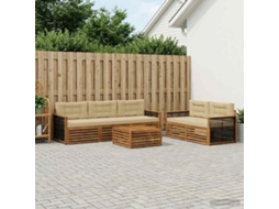 Vidaxl Conjunto De Sofás Para Exterior 6 Unid. Natural E Bege
