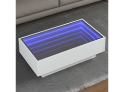 Vidaxl Mesa De Centro C/ Leds 90x50x30 Cm Derivados De Madeira Branco