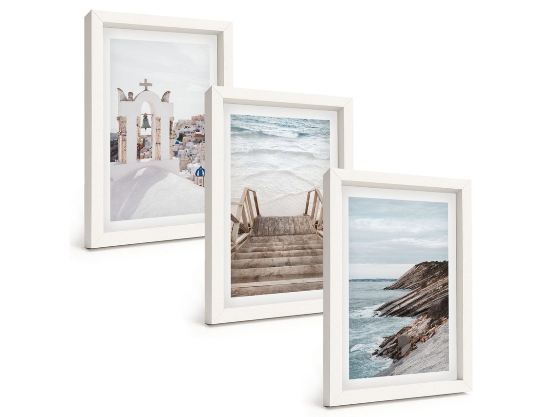 Um Conjunto De Imagens Decorativas Em Uma Moldura Arquitetura Marítima De Santorini Moldura Branca Pinturas De Quarto Espelharte (3 Peças 20x30 Cm)