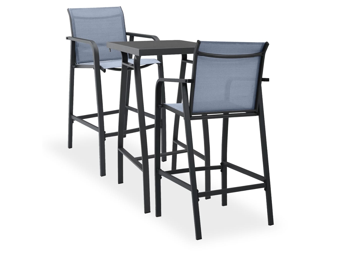 Conjunto Bar 3 Peças Para Jardim Preto E Cinzento Dkd Home Decor