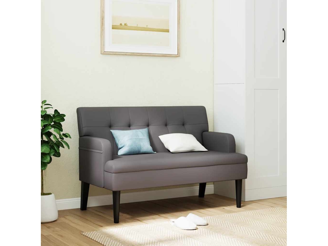 Vidaxl Banco Com Encosto 112x65,5x75 Cm Couro Artificial Cinzento