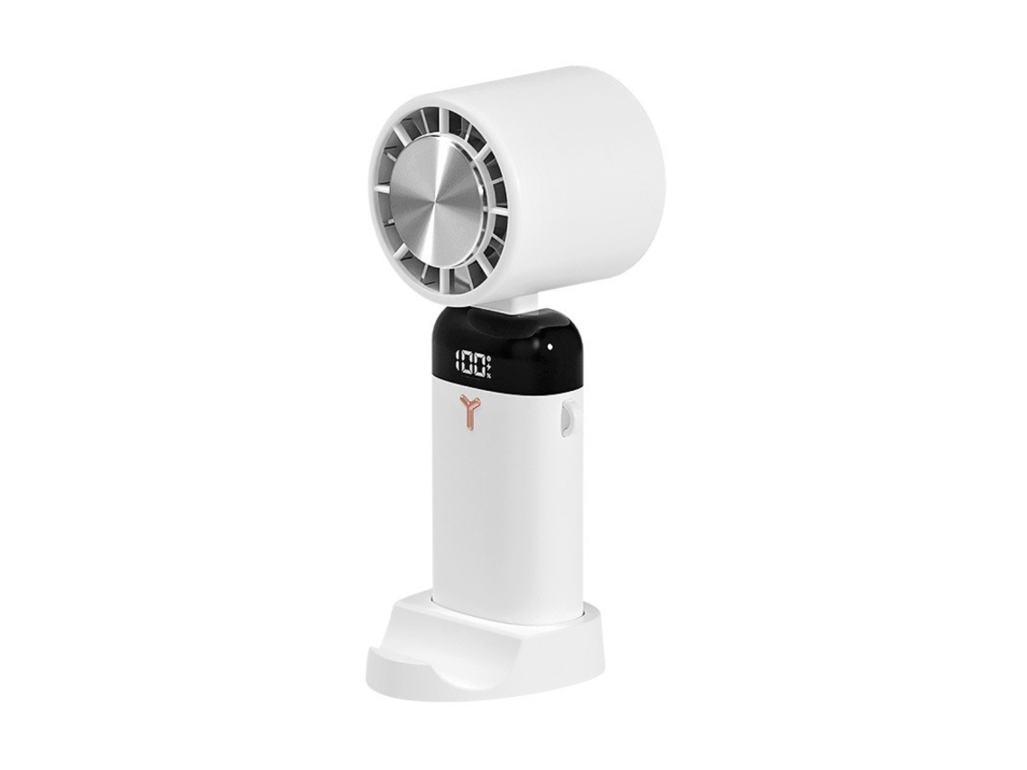 Ventilador Portátil Dobrável com Função de Resfriamento, 3 Velocidades, Visor Lcd e Bateria de 3600mah, Fabricado na Cor Branca BRILVIBERA