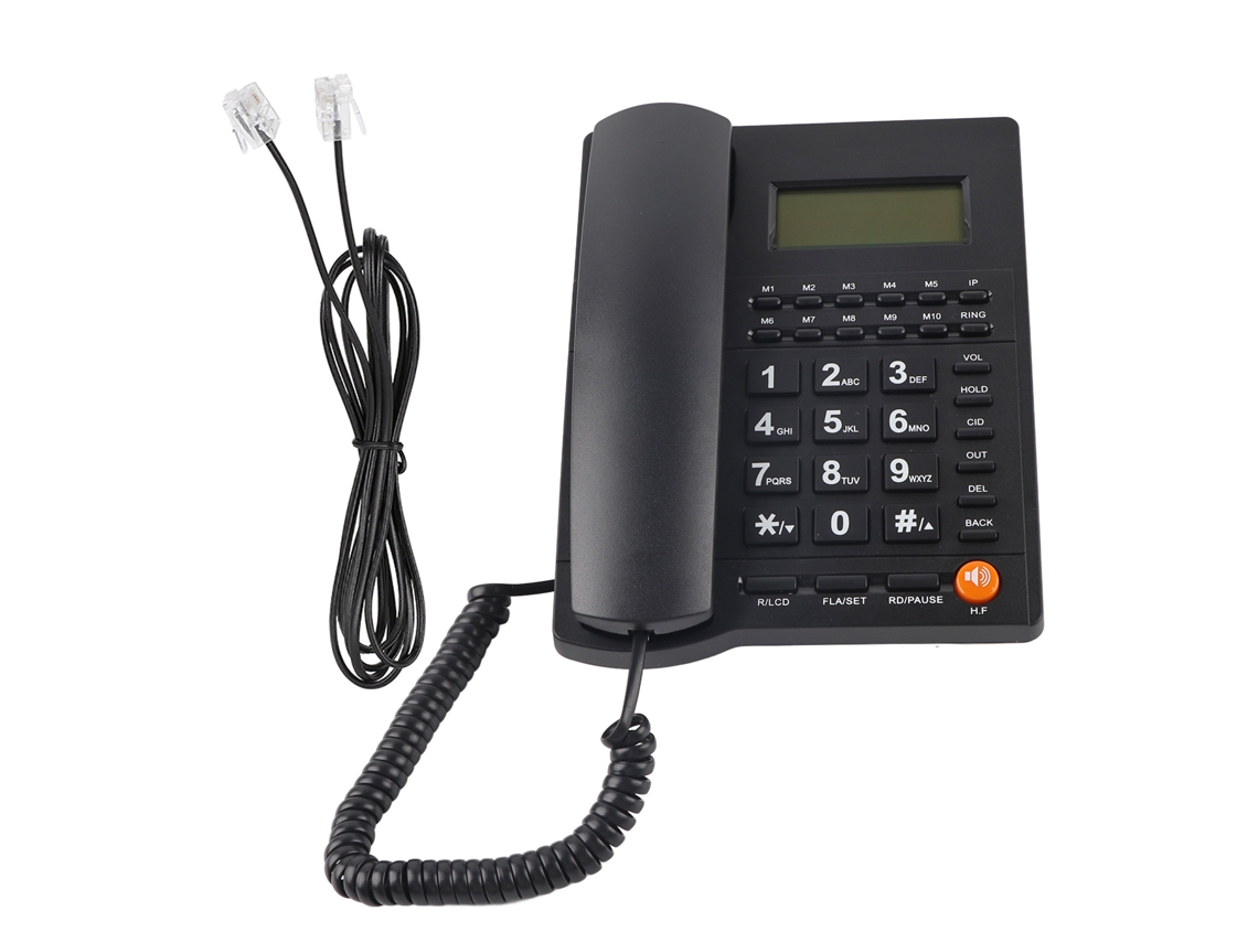 L019 Telefone Comercial Com Display De Mesa E Identificação De Chamadas Para Escritório Em Casa, Hotel E Restaurante, Preto Brilvibera