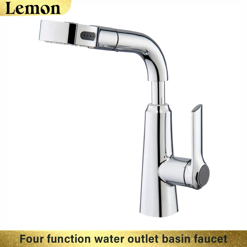 Torneira Para Lavatório (cromada G1/2), Com Chuveiro Extensível, Misturador De Água Quente E Fria, Rotação De 360°.