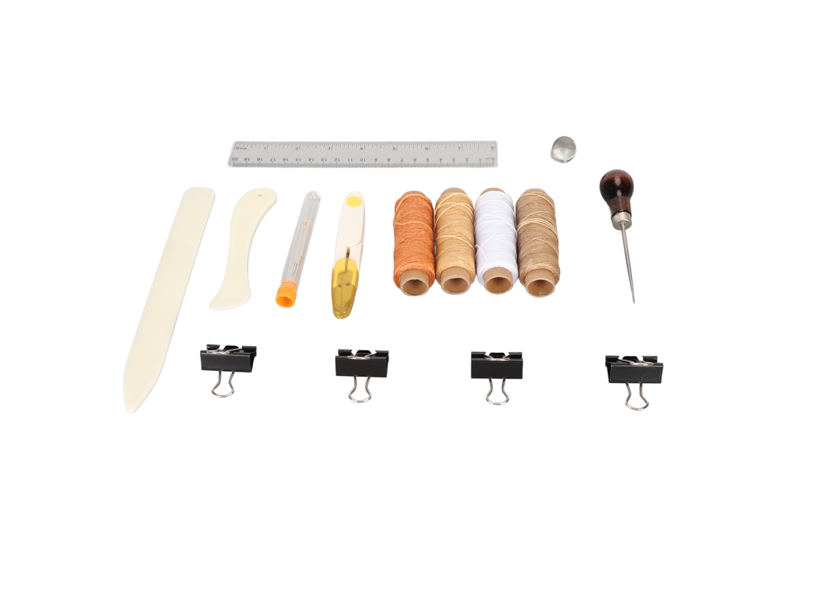 Kit De Ferramentas Para Trabalho Com Couro De 21 Peças Com Fio Engomado Tesouras Agulhas Aço Inoxidável Para Reparação E Artesanato Diy