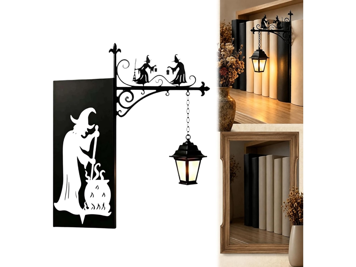 Lanterna Decorativa Para Estantes De Livros, Lanterna De Bruxa Com Luzes Led Quentes, Mini Luminária De Estante Para