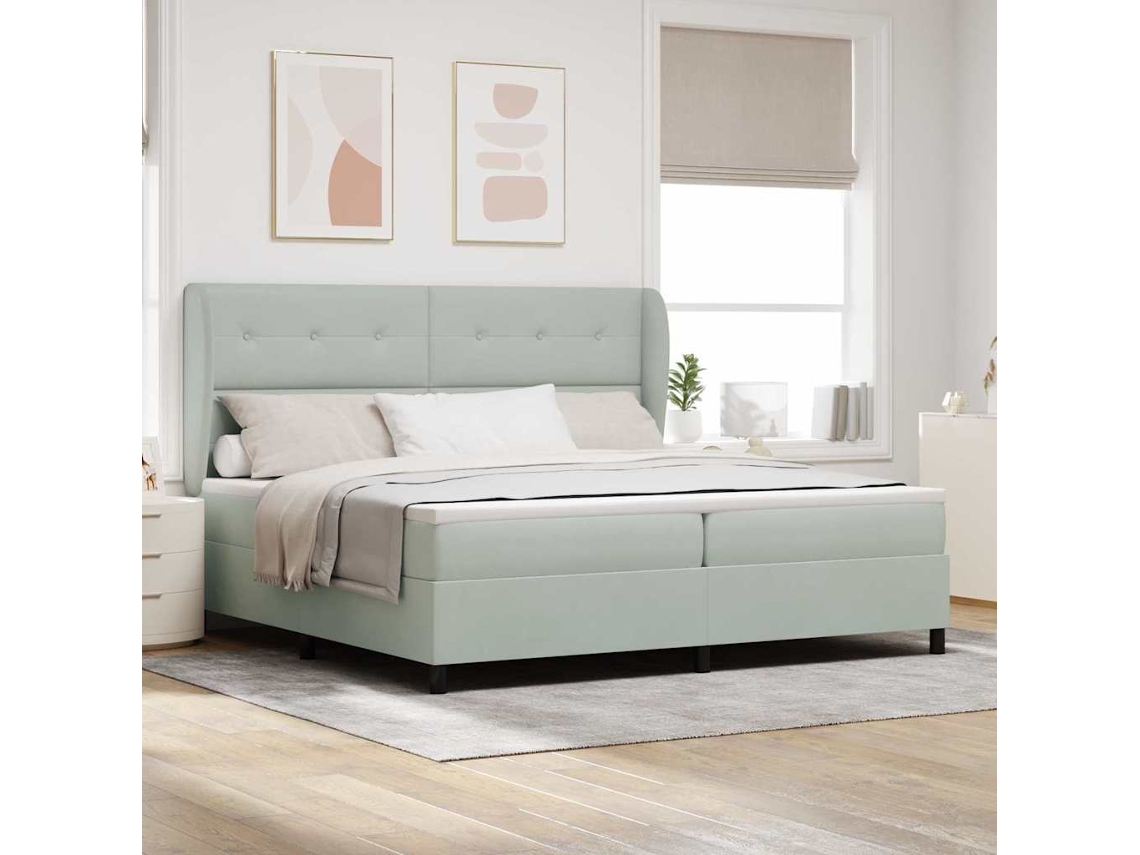 Vidaxl Cama Box Com Cabeceira Cinzento-claro 200 X 200 Cm Veludo
