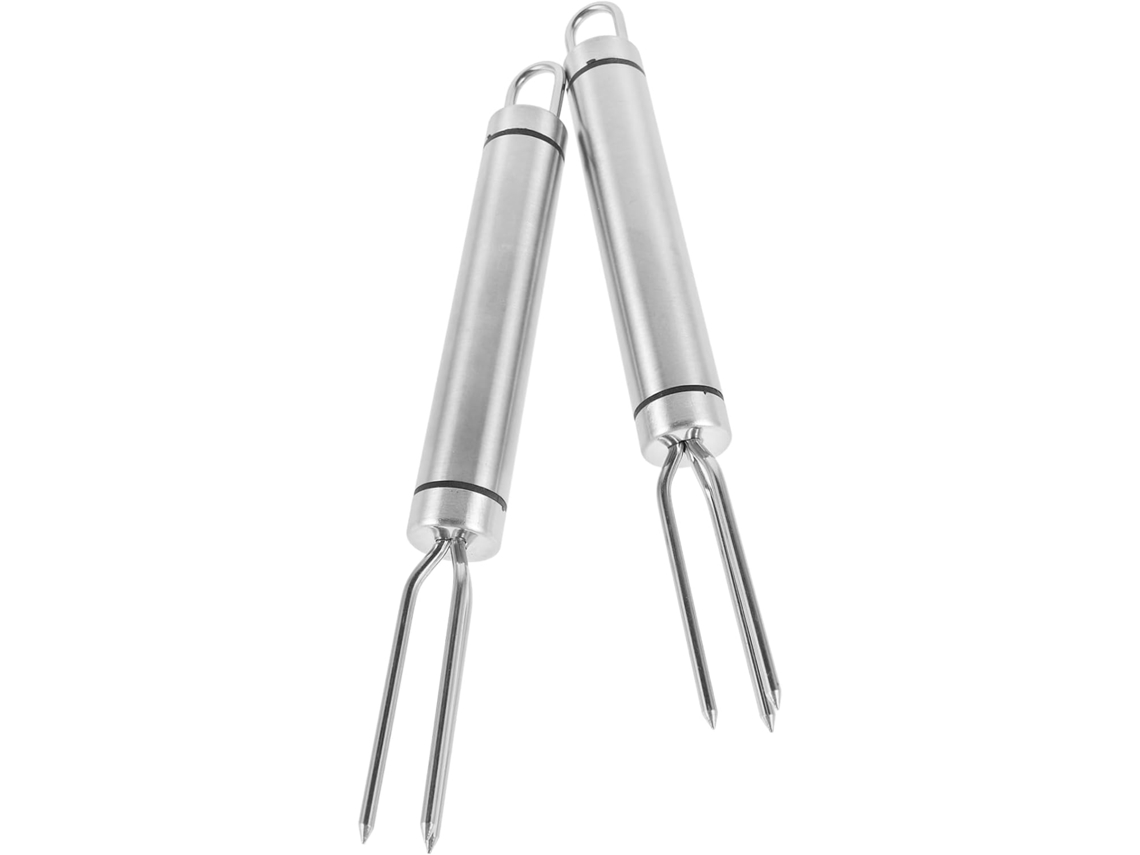 Suporte Para Garfos De Aço Inoxidável 2 Peças, Reutilizável, Para Churrasco E Espetos, Ideal Para Piqueniques E Festas