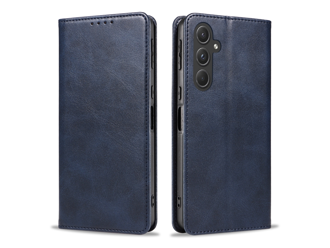 Capa De Couro Com Padrão De Bezerro, Ideal Para Samsung.azul-a20e