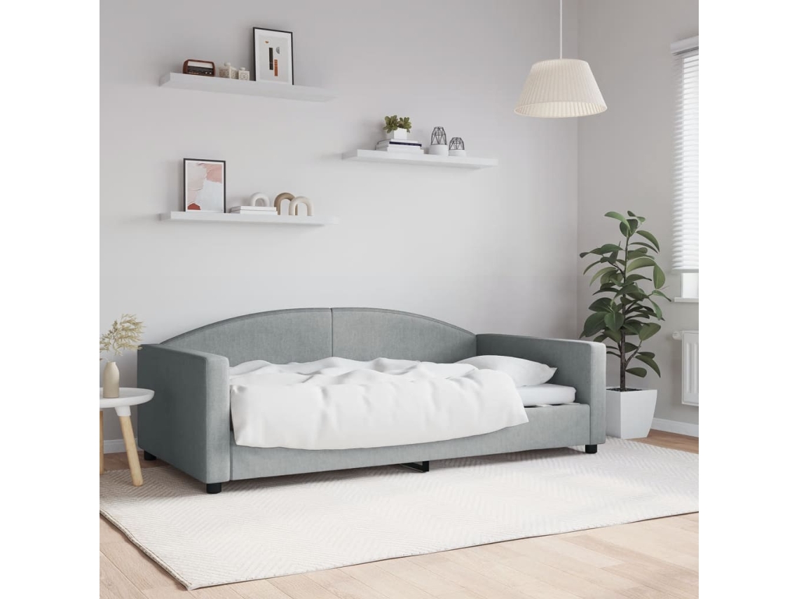 Vidaxl Sofá-cama 100x190 Cm Tecido Cinzento-claro