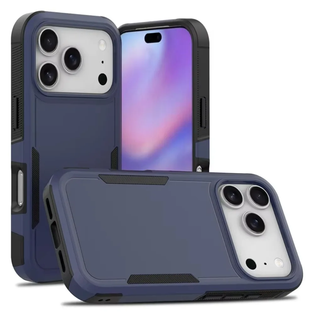 (azul, Iphone 15 Pro Max) Capa Premium Híbrida 2 Em 1 Resistente A Impactos Com Parte Traseira Reforçada Em Policarbonato