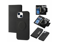 Capa Para Iphone 15 Plus Pele Sintética Preto