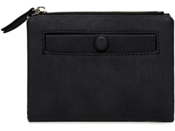 Carteira Feminina Bifold Em Pele Slim E Compacta - Preto