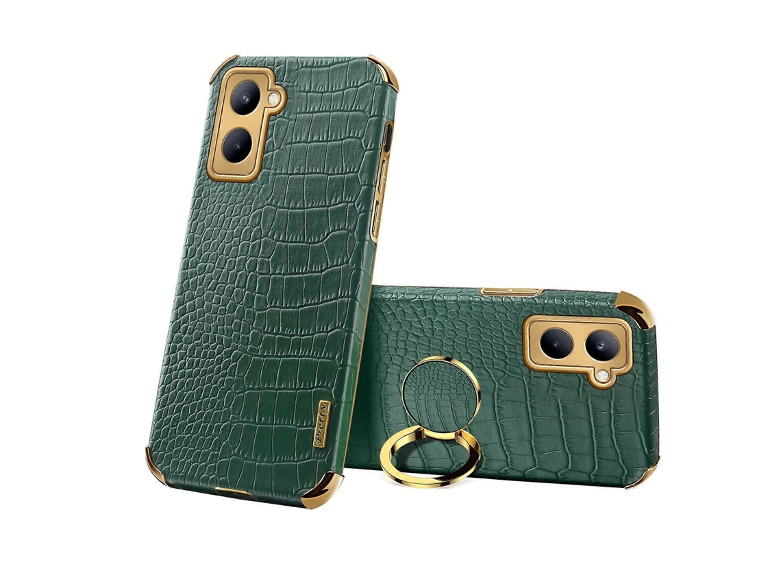 Capa De Celular Com Textura De Crocodilo Galvanizada 6d Para Realme C33 Com Suporte