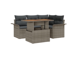 Conjunto 5 Conjunto De Sofás Para Exterior Vidaxl Cinzento Vime Pe (100 X 55 X 73 Cm)