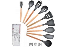 Jogo De Utensílios De Cozinha De Silicone Com 8/9/11 Peças | Jogo De Utensílios De Cozinha Com 9 Peças Aquaforge