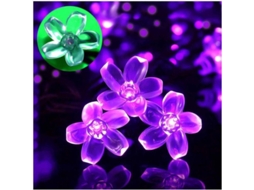 Luces De Cadena Solares Exteriores Impermeables 23ft 50 Led Flores Moradas Fairy Para Pátio
