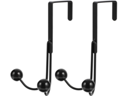 Conjunto De 2 Ganchos Multifuncionais De Metal Preto Fosco, Necessidade De Furar, Portas
