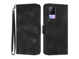 Capa De Celular De Couro Com Padrão De Linha E Toque De Pele