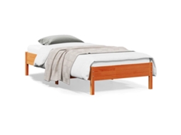 Vidaxl Cama Sem Colchão 100x200 Cm Pinho Maciço Castanho-mel