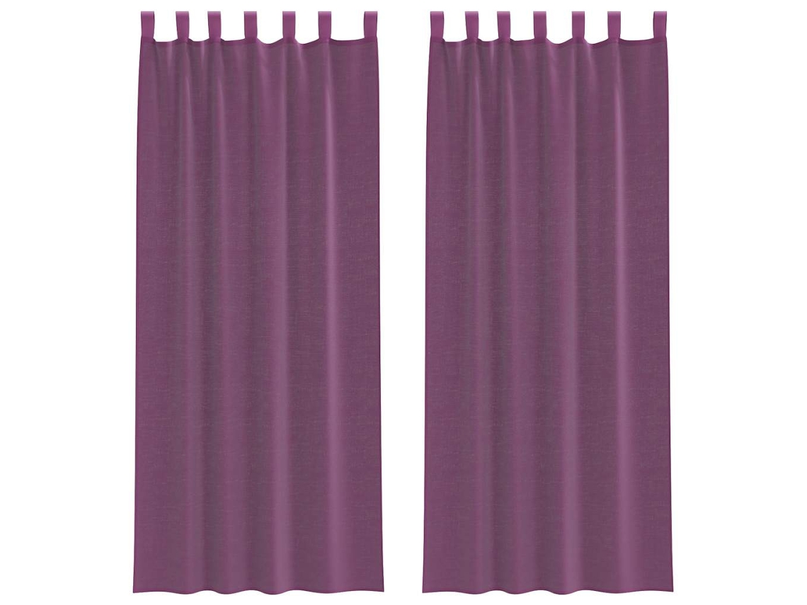 Maison Exclusive - Cortinas De Voile Com Laços 2 Pcs Roxo 140x260 Cm