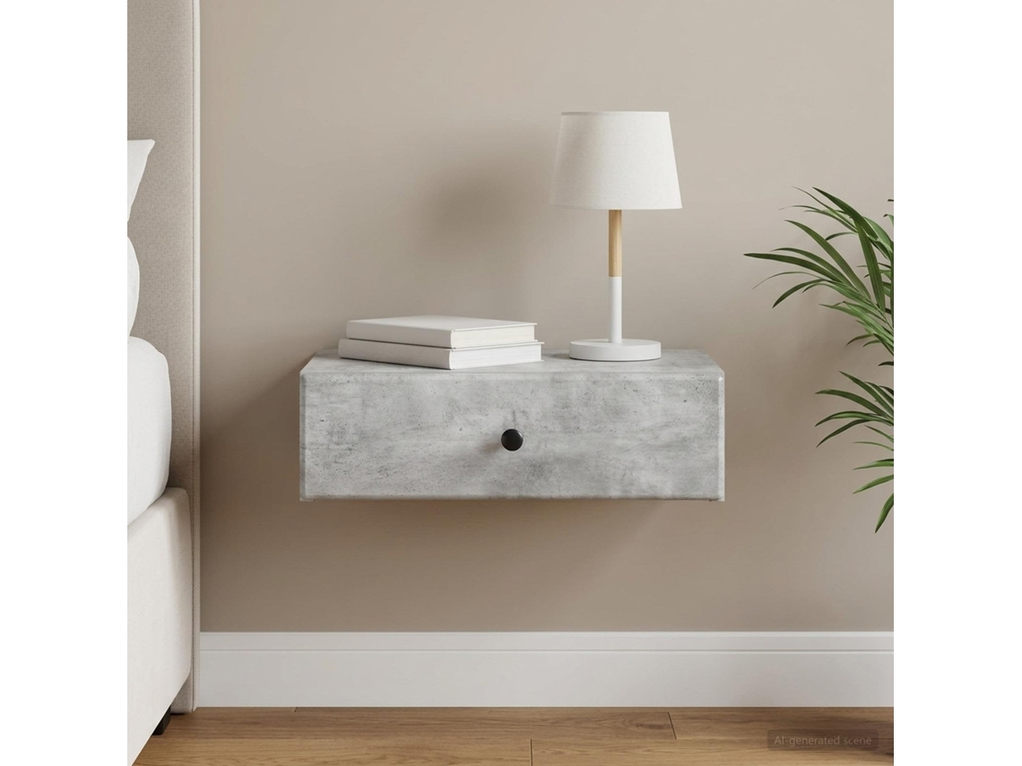 Vidaxl Mesa Lateral De Parede Cinzento Cimento 59 X 34,5 X 17 Cm
