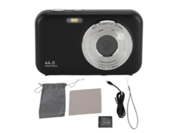 Câmera Digital Compacta 1080p 44mp 16x Zoom Vlogging Viagem Infantil Preta Com Tela 2.4 Polegadas