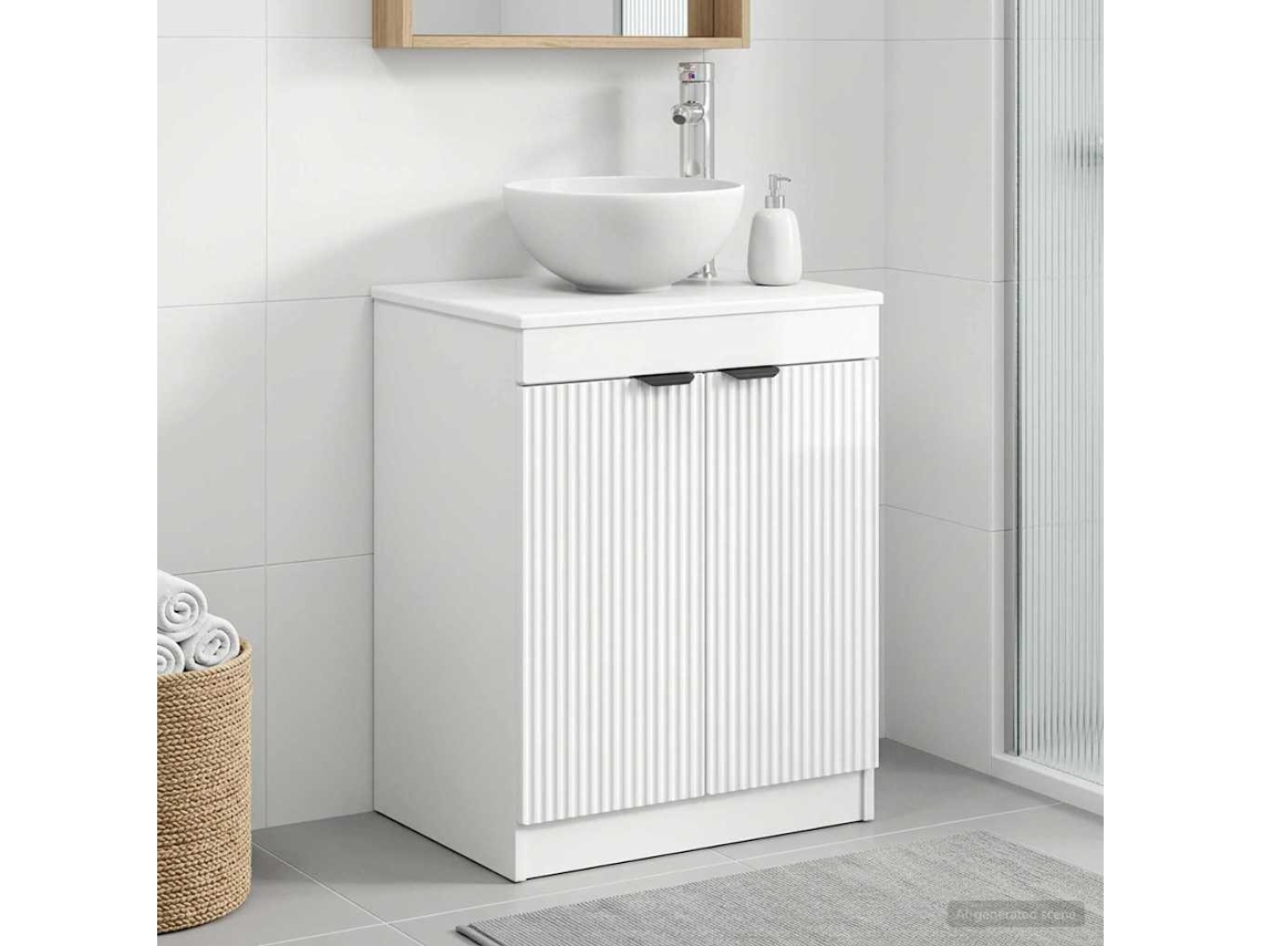 Vidaxl Armário De Banheiro Branco Brilhante 54 X 41 X 70 Cm