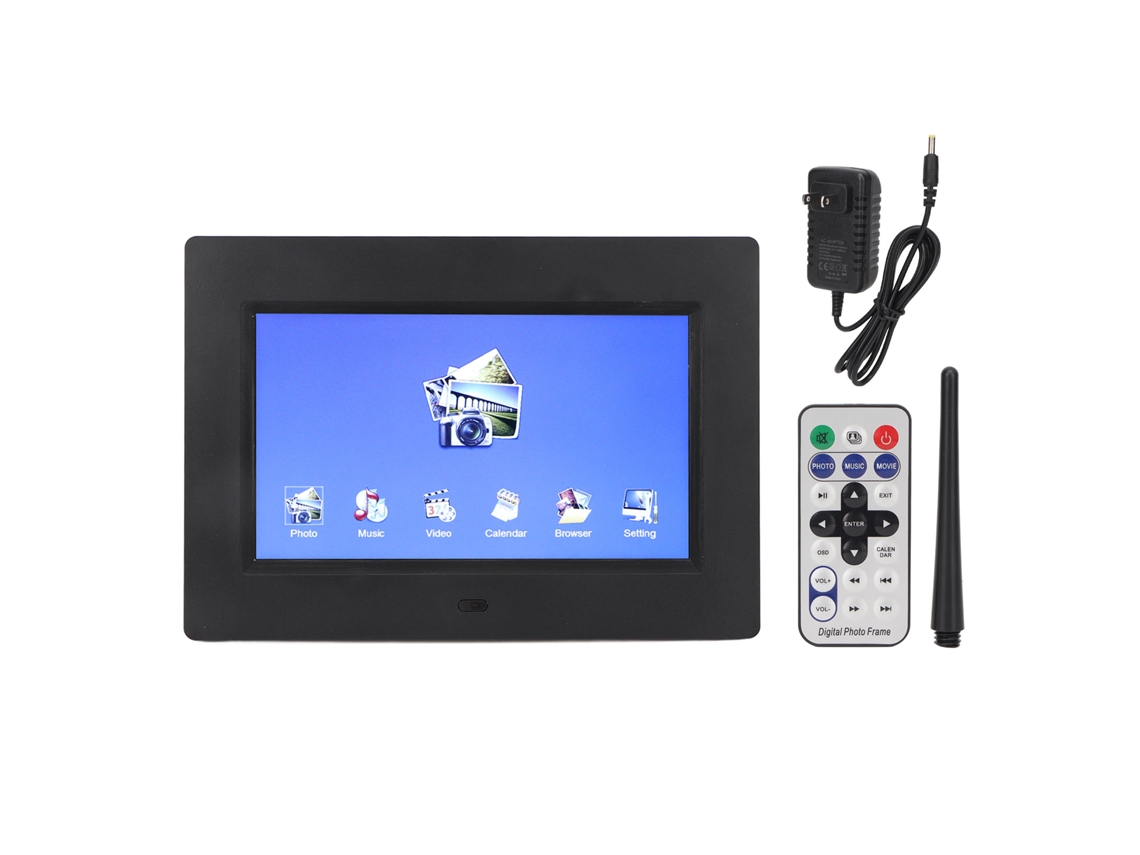 quadro Fotográfico Digital 7 Polegadas Hd 800x480 com Controle Remoto e Multifuncionalidades