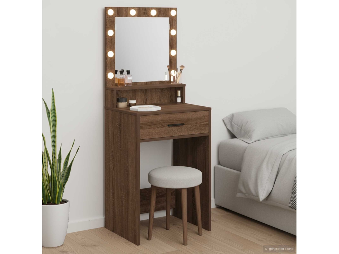 Vidaxl Mesa De Vestir Com Gaveta Carvalho Marrom 50 X 41 X 135 Cm