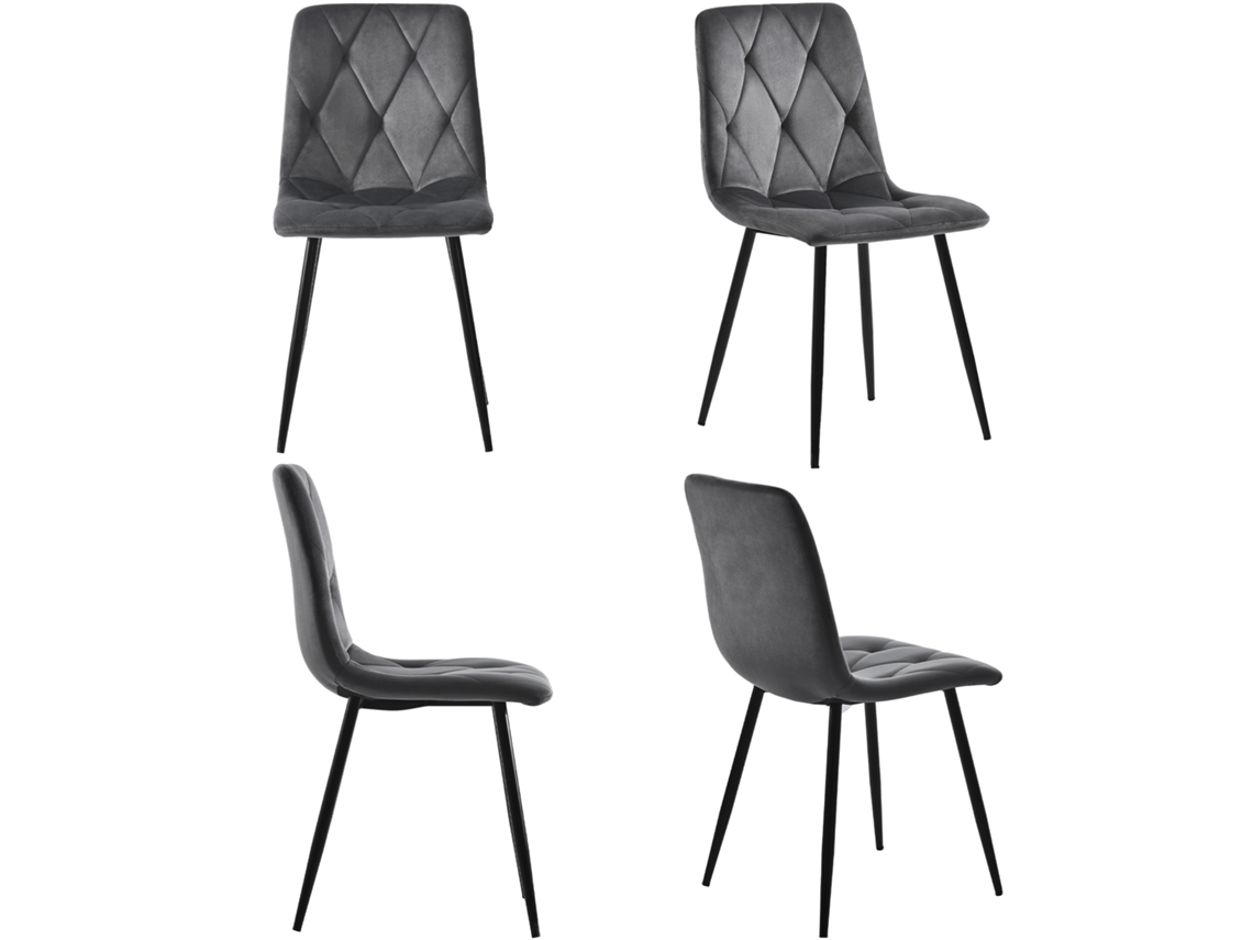 Cadeiras Cinza Escuro , Veludo, Metal. Ge (4 Un)