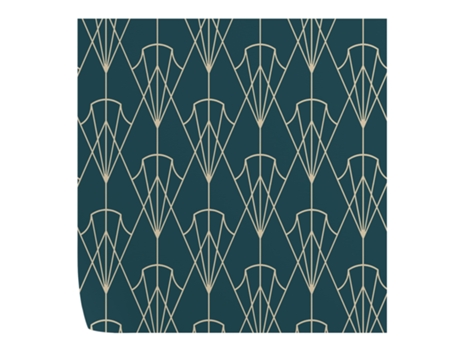 Papel de Parede Vintage WALLPAPERS4BEGINNERS Verde Art Deco a Óleo Anos 30 (250x200cm - Azul)